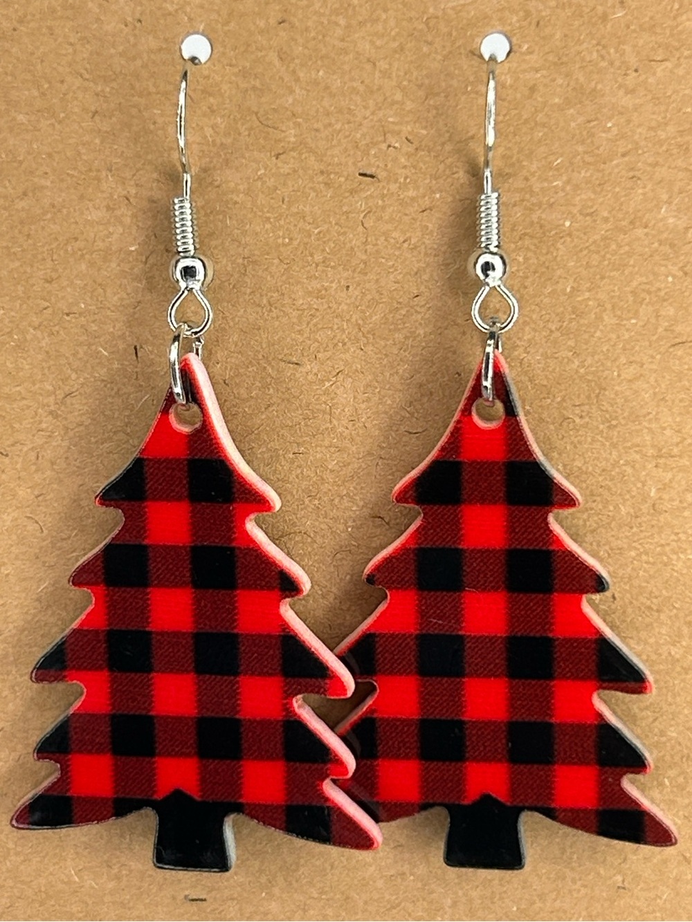 Buffalo Plaid Christmas Tree Dangle Earrings Fashion Jewelry